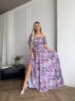Сукня максі в підлогу бузкове квітку