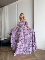 Сукня максі в підлогу бузкове квітку