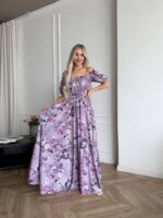 Сукня максі в підлогу бузкове квітку