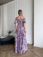 Сукня максі в підлогу бузкове квітку