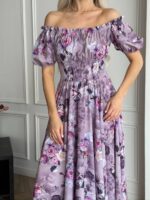 Сукня максі в підлогу бузкове квітку