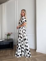 Сукня максі в підлогу чорний горох на білому