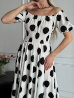 Сукня максі в підлогу чорний горох на білому