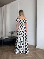 Сукня максі в підлогу чорний горох на білому