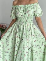 Сукня максі в підлогу м’ятного кольору у квітку