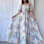 Сукня максі в підлогу пудрове у квітку