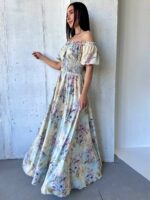 Сукня максі в підлогу пудрове у квітку