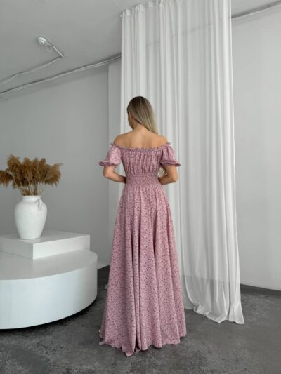 Сукня максі в підлогу рожевого кольору у квітку