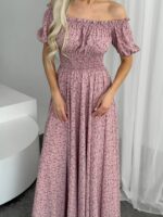 Сукня максі в підлогу рожевого кольору у квітку