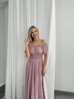 Сукня максі в підлогу рожевого кольору у квітку