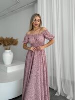 Сукня максі в підлогу рожевого кольору у квітку