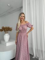 Сукня максі в підлогу рожевого кольору у квітку