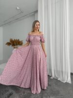 Сукня максі в підлогу рожевого кольору у квітку