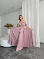 Сукня максі в підлогу рожевого кольору у квітку