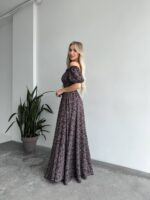 Сукня максі в підлогу у дрібну квітку чорного кольору