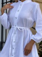 Сукня жіноча з мусліну білого кольору М460