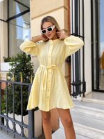 Сукня жіноча з мусліну жовтого кольору М460