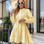 Сукня жіноча з мусліну жовтого кольору М460