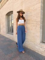 Жіночі штани з льону кольору джинс NB1067