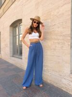 Жіночі штани з льону кольору джинс NB1067