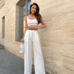 Жіночі штани з льону молочного кольору NB1067