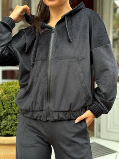 Жіночий велюровий костюм чорного кольору М504