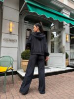 Жіночий велюровий костюм чорного кольору М504