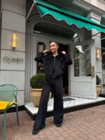 Жіночий велюровий костюм чорного кольору М504