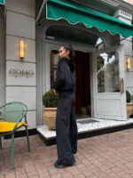 Жіночий велюровий костюм чорного кольору М504