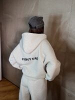 Костюм жіночий I don’t care з турецької тринитки на флісі кольору сірий меланж