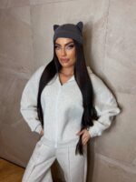 Костюм жіночий I don’t care з турецької тринитки на флісі кольору сірий меланж