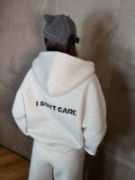 Костюм жіночий I don’t care з турецької тринитки на флісі кольору сірий меланж