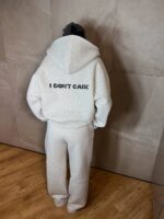 Костюм жіночий I don’t care з турецької тринитки на флісі кольору сірий меланж