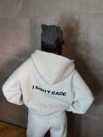 Костюм жіночий I don’t care з турецької тринитки на флісі кольору сірий меланж