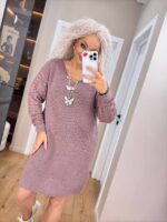 (Копія)Жіноча в’язана сукня з ажурними рукавами молоко 00402 00403