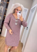 (Копія)Жіноча в’язана сукня з ажурними рукавами молоко 00402 00403