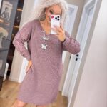 (Копія)Жіноча в’язана сукня з ажурними рукавами молоко 00402 00403