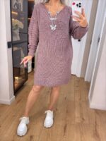 (Копія)Жіноча в’язана сукня з ажурними рукавами молоко 00402 00403