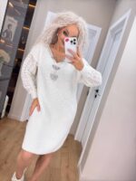 (Копія)Жіноча в’язана сукня з ажурними рукавами смарагд 00401 00402