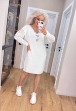 (Копія)Жіноча в’язана сукня з ажурними рукавами смарагд 00401 00402