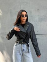 Куртка-косуха жіноча з екошкіри чорна 00298