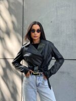 Куртка-косуха жіноча з екошкіри чорна 00298