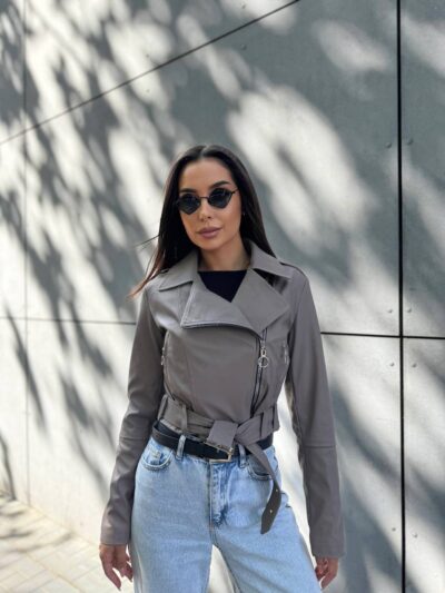 Куртка-косуха жіноча з екошкіри капучино 00296