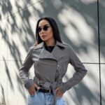 Куртка-косуха жіноча з екошкіри капучино 00296