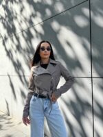 Куртка-косуха жіноча з екошкіри капучино 00296