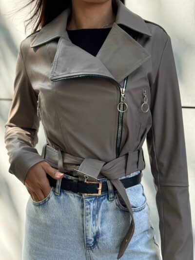 Куртка-косуха жіноча з екошкіри капучино 00296