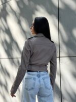 Куртка-косуха жіноча з екошкіри капучино 00296