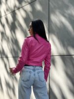 Куртка-косуха жіноча з екошкіри малинова 00297