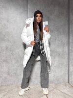 Пуховик жіночий білий довгий 100см 00410