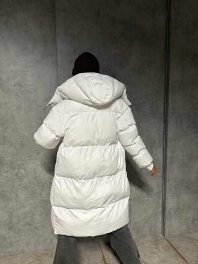 Пуховик жіночий білий довгий 100см 00410